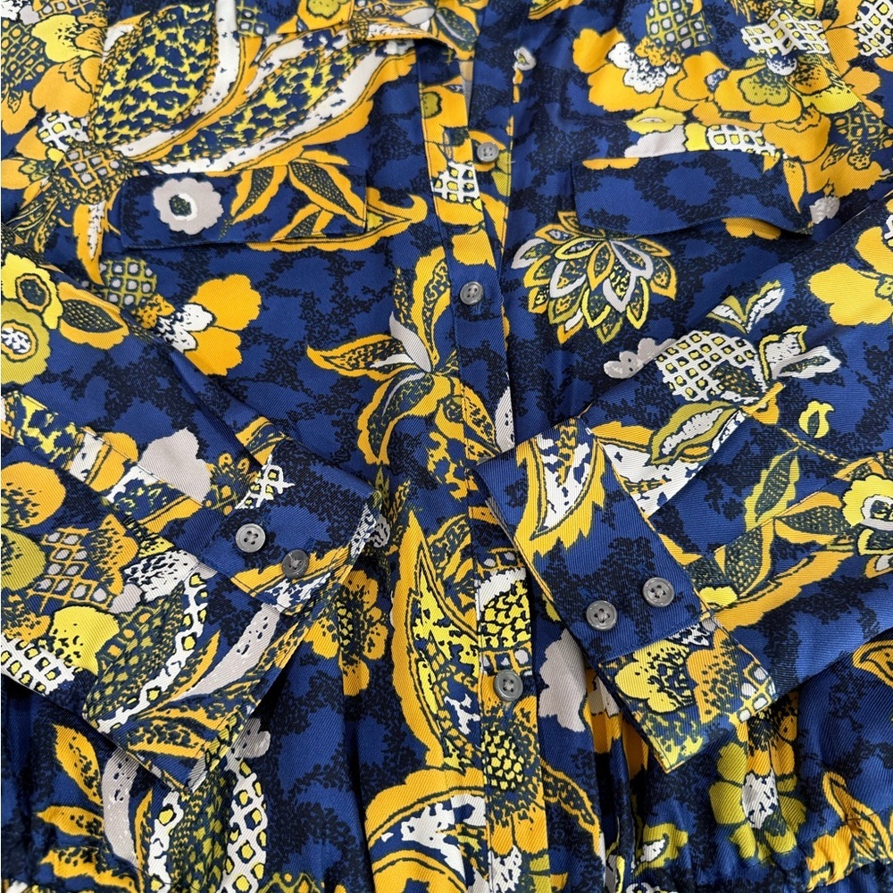 NWOT Banana Republic Limited Heritage Blue Gold Print 100% Silk Romper Sz 0 - Picture 6 of 9